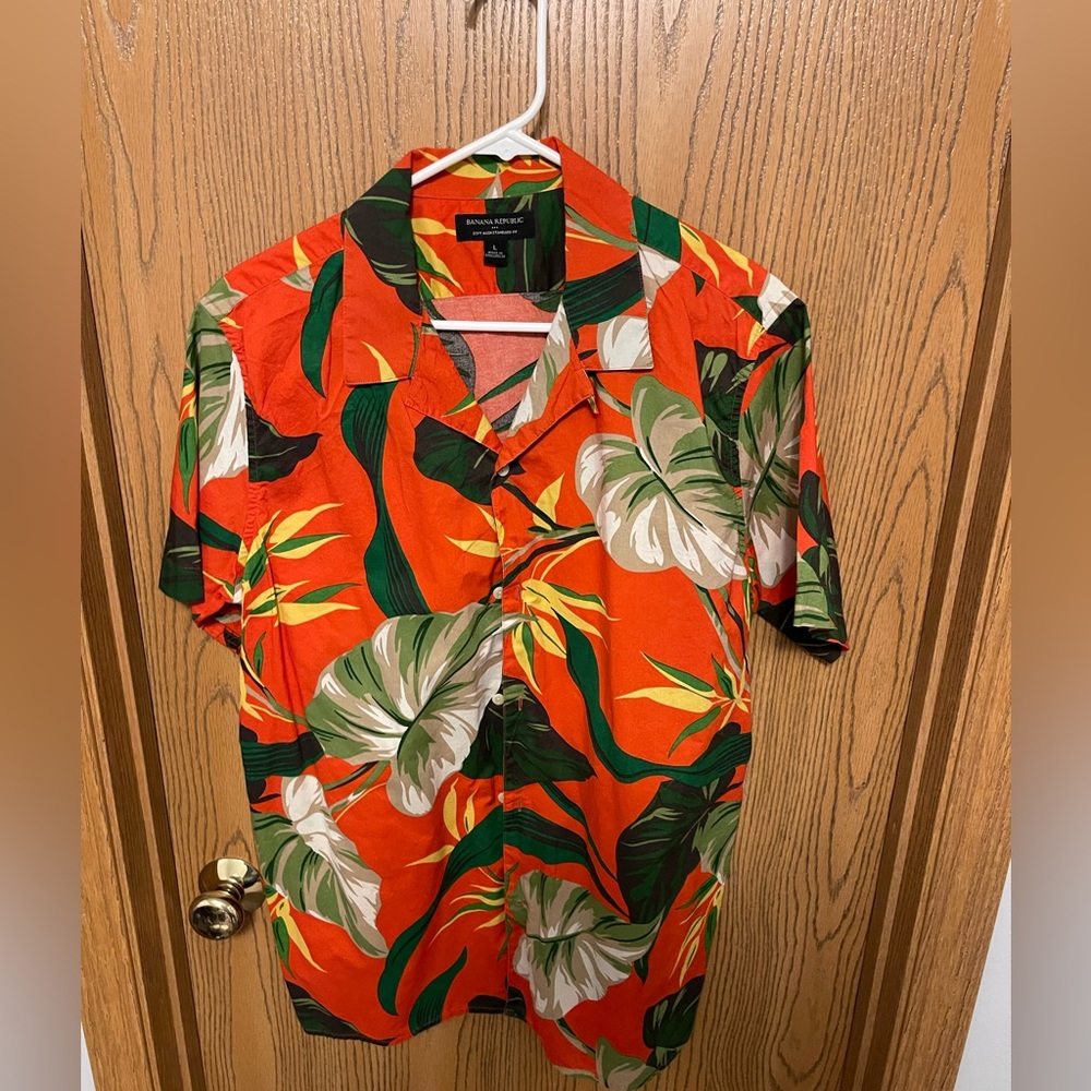 Banana Republic Orange Hawaiian Shirt